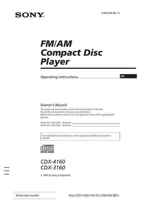Sony 0 CDX-3160 Manual pdf
